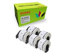 5 x DOREE DK-22223 de Etiquetas Adhesivas Continuas, compatibles con Brother DK-22223, 50mm × 30,48m, negro sobre blanco, para impresoras de etiquetas Brother QL-500,QL-550,QL-570,QL-700,QL-800