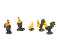 5 x gallinas y gallos. Pollos. figuritas de Navidad 6cm. Conjunto de Escena de Natividad, Figuras .Animales, Nacimiento de jesús. 3 Reyes. oficios belén, Dios. Accesorios para Modelos a Escala