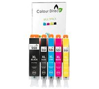 5 XL Colour Direct Compatible Tinta Cartuchos Reemplazo Por Canon CLI-551XL / PGI-550XL Pixma MG5450 MG5550 MG5650 MG6350 MG6450 MG6600 MG6650 MX925 MX725 MG7150 MG7550 iP7250 iP7200 iP8750 iX6850 Impresorass .1X Big Negro 1X Negro 1X Cian 1 X Magenta 1X Amarillo