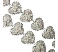 5 Yard 5cm Ivory Heart Bowknot Pearl Embroidered Lace Trim Ribbon Fabric Sewing Craft Patchwork Handmade For Costume Decoration