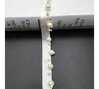 5 yardas/lote de cuentas de perlas, adornos de cuentas, cinta de encaje, tela, decoración de ropa, vestido de novia, cuello, manga, apliques de encaje, manualidades-blanco roto 5,M