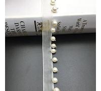 5 yardas/lote de cuentas de semillas de perlas, adornos de cuentas, cinta de encaje, tela, decoración de ropa, vestido de novia, cuello, manga, apliques de encaje, manualidades-blanco roto 4,M