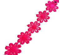 5 yardas x 2.5 cm Blumen Spitzenband,Stickerei Spitzenborte,Spitzenbordüre,Borten,Polyester Bänder,Lace Ribbon,Zierband,Trim,Dekoband für Nähen,Hochzeit,Stirnband,Schmuck,Dekor,Rosenrot