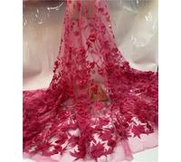 5 Yards 3D Flower Beads Lace Fabric French Embroidery Tulle For Wedding Dress Sewing(Antique Brass)