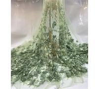 5 Yards 3D Flower Beads Lace Fabric French Embroidery Tulle For Wedding Dress Sewing(Color-17)