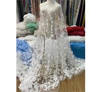 5 Yards 3D Flower Beads Lace Fabric French Embroidery Tulle For Wedding Dress Sewing(Color 4)
