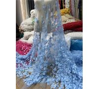 5 Yards 3D Flower Beads Lace Fabric French Embroidery Tulle For Wedding Dress Sewing(Yellow)