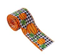 5 Yards Orange Checkered Ribbons With Pumpkin Maple Pattern For Decorsfor Thanksgiving Floral Arrangements Thanksgiving Crafts Bulk
