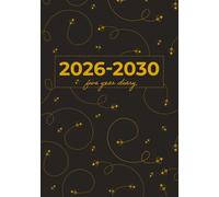 5 Year Diary 2026-2030 A5 | Cute Little Bumble Bees Buzzing on Black: Month to View Planner with UK Holidays, Vision Board, Moon Phases, Birthdays & Celebrations, Contacts, Passwords (Five Years)
