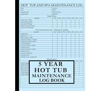 5 Year Hot Tub and Spa Maintenance Log Book: 7-in- 1 Hot Tub Maintenance Checklist Notebook to Track Water Chemistry, Supplies and Expenses