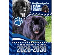 5-Year Monthly Planner 2026-2030: Dated Large / 60 Month Agenda / With Notes Pages - To Do List / Black Newfoundland Dog Art Cover Design