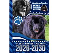 5-Year Monthly Planner 2026-2030: Hardcover / Dated Large / 60 Month Agenda / With Notes Pages - To Do List / Black Newfoundland Dog Art Cover Design