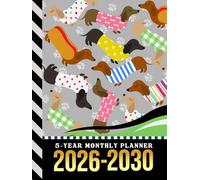 5-Year Monthly Planner 2026-2030: Hardcover / Dated Large / 60 Month Agenda / With Notes Pages - To Do List / Dachshund Dog Art Pattern Cover