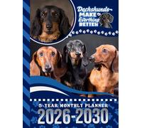5-Year Monthly Planner 2026-2030: Hardcover / Dated Large / 60 Month Agenda / With Notes Pages - To Do List / Dachshund Dog Art Cover Design