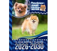 5-Year Monthly Planner 2026-2030: Hardcover / Dated Large / 60 Month Agenda / With Notes Pages - To Do List / Red Pomeranian Dog Art Cover Design