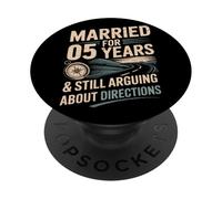 5 Year Of Marriage - 5 Years Married PopSockets PopGrip Adhesivo