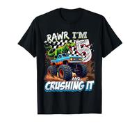 5 Year Old Boys 5th Birthday Monster Truck Dinosaur T-Rex Camiseta