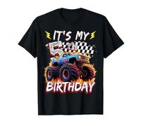 5 Year Old Boys Monster Truck It's My 5th Birthday Party Camiseta