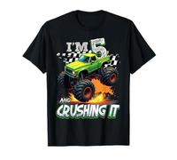 5 Year Old Boys Monster Truck It's My 5th Birthday Party Camiseta