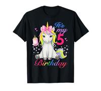 5 Year Old Girl Rainbow Unicorn 5th Birthday Party Outfit Camiseta