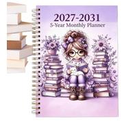 5 Year Planner, Reading Theme Notebook with Calendar, A5 2027-2031 Agenda | 5 Year Planner, Reading Theme Notebook, Calendar Layout, Helps Organize Appointments, Perfect for Teacher Student College Off