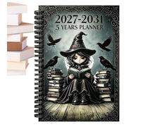 5 Year Planner, Reading Theme Notebook with Calendar, A5 2027-2031 Agenda | 5 Year Planner, Reading Theme Notebook, Calendar Layout, Helps Organize Appointments, Perfect for Teacher Student College Off