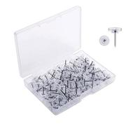 50/100/150 pines de cabeza plana para tablero de corcho, alfiler de costura transparente con caja para alfileres de costura de tela, tela con cabezas de colores, cabeza larga y plana