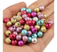 50/100/200/500 piezas 4 6 8 10 12 mm color dorado orbicular acrílico espaciador cuentas esférico esmerilado extremo semillas para pulsera fabricación de joyas - mezcla - 10 mm 100 piezas