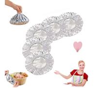 50/100 Pcs Aluminium Foil Covers for Food, Stretchy Foil Food Covers, Reusable Aluminium Foil Food Covers, Adjustable Heat Resistant Elastic Bowl Covers For Leftovers & Kitchen Fresh-Keeping (100 Pcs)