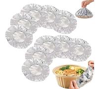 50/100 Pcs Reusable Aluminium Foil Food Covers, Elastic Stretch Plate Covers for Food, Heat Resistant Foil Insulation Bowl Covers For Kitchen Leftovers, Picnics, Parties And Outdoor (100Pcs)