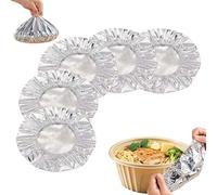50/100 Pcs Reusable Aluminium Foil Food Covers, Elastic Stretch Plate Covers for Food, Heat Resistant Foil Insulation Bowl Covers For Kitchen Leftovers, Picnics, Parties And Outdoor (50Pcs)