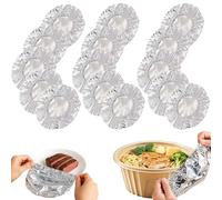 50/100 Pcs Reusable Aluminium Foil Food Covers, Elastic Stretch Plate Covers for Food, Heat Resistant Foil Insulation Bowl Covers For Kitchen Leftovers, Picnics, Parties And Outdoor (150Pcs)