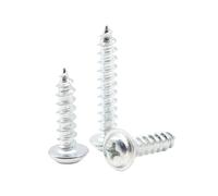 50-100 Piezas M2.6-M5 PWA-type Tornillos autorroscantes de cabeza cilíndrica cruzada con collar galvanizados en acero al carbono, M4x10mm(100 unidades)