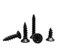 50/100 Uds M1 M1.2 M1.4 M1.7 M2 M2.6 M3 M4 Mini Micro Cruz Plana De Acero Negro Cabeza Avellanada Autorroscante Tornillo De Madera(6mm,100pcs M1.7)