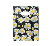 50/100 Unids Bolsas de regalo de plástico Compras Bolsa de embalaje de negocios Bolsa de asas de polietileno Decoración Pastel de cumpleaños Dulces Joyas Bolsa de regalo-Margarita negra,50PCS,20x30cm