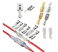 50/100 unids/lote 2.8MM4.8MM6.3MM conector de Cable de Terminal de engarzado latón dorado/coche plateado terminales de Cable eléctrico for altavoz(6.3 Femalemale,2)