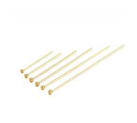 50-100pcs / Lot 15-70MM Alfileres de Cabeza de Ojo de Bola Plana de Acero Inoxidable Chapado en Oro y Plata para hallazgos de joyería de Bricolaje Fabricación de Accesorios-Alfiler de Bola de Oro, 60