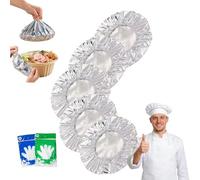 50/100Pcs Stretchy Foil Food Covers, Repeatable Aluminium Foil Food Covers, Stretchy Kitchen Foil Insulation Film, Adjustable Elastic Bowl Lids For Food Storage and Outdoor Picnics (100Pcs)