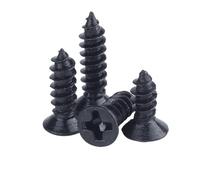 50-200 Uds M1 M1.2 M1.4 M1.7 M2 M2.6 M3 M3.5 tornillo de madera autorroscante de cabeza redonda plana de acero negro avellanado(Countersunk Head,6MM_M1.4 X200PCS)