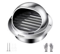 50-300mm Rejillas De Ventilacion Acero Inoxidable 304, Salida De Humos Redonda, Campana De Ventilación Con Malla Mosquitera, Para Pared Exterior Extracción De Aire, Chimenea(140mm/5.5in)