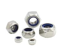 50-5 Uds M2 .5 M3 M4 M5 M6 M8 M10 M12 M14 M16 304 Tuerca Hexagonal Antideslizante Autoblocante De Nailon Acero Inoxidable(M4 (50pcs))