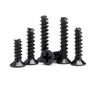 50-500pcst M1 M1.2 M2 M2.3 M2.6 M3 M4 Mini tornillo de acero al carbono negro cabeza avellanada empotrada en cruz tornillo autorroscante(5mm,M2.0 (100pcs))
