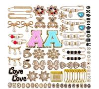 50/55/58/80/90/94/96 piezas para calcetines, zapatos, broches, suéter, chal, clip de perlas artificiales, broche con diamantes de imitación, juego de calcetines seguros, talla única, como se describe