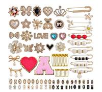 50/55/58/80/90/94/96 piezas para calcetines, zapatos, suéter, chal, broche de perlas artificiales, broche de diamantes de imitación seguro