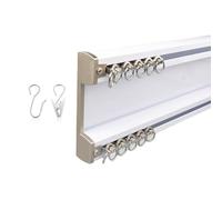 50-600cm Riel de Cortina Doble Pesado Polea con Clip y Gancho, Guía de Cortina de Aluminio, Pista de Cortina de Techo Silencioso, Barra de Cortina Resistencia para el Hogar(100cm/3.3ft)