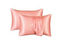 (50*66CM,Pink)2 Pcs Imitation Silk Solid Color Satin Pillowcase
