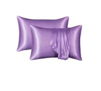 (50*75CM,Purple)2 Pcs Imitation Silk Solid Color Satin Pillowcase