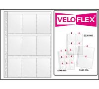 VELOFLEX 5349000 - Funda colectora con 9 bolsillos, DIN A4, bolsillo para tarjetas, funda para tarjetas de identificación, transparente, 100 unidades