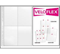 50-A4-Sammelhüllen-Veloflex-Prospekthüllen-Hüllen-140my-4x-Fächer-A6-10x15-cm