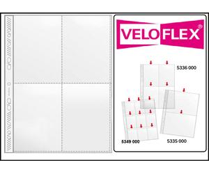 50-A4-Sammelhüllen-Veloflex-Prospekthüllen-Hüllen-140my-4x-Fächer-A6-10x15-cm